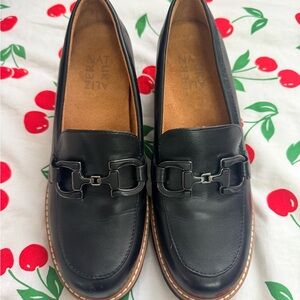 Naturalizer Black Loafers with Buckle Detail